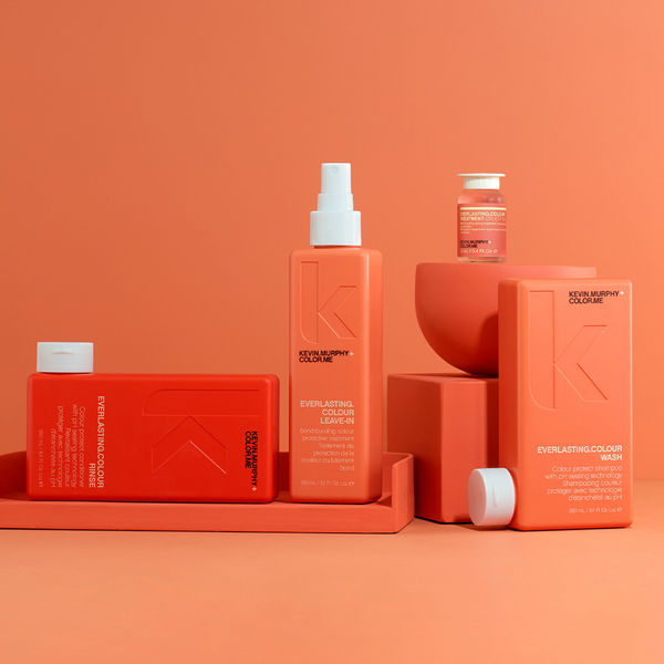 The KEVIN.MURPHY EVERLASTING.COLOUR line which preserves color while restoring and strengthening chemically treated hair and adding vibrancy and shine.