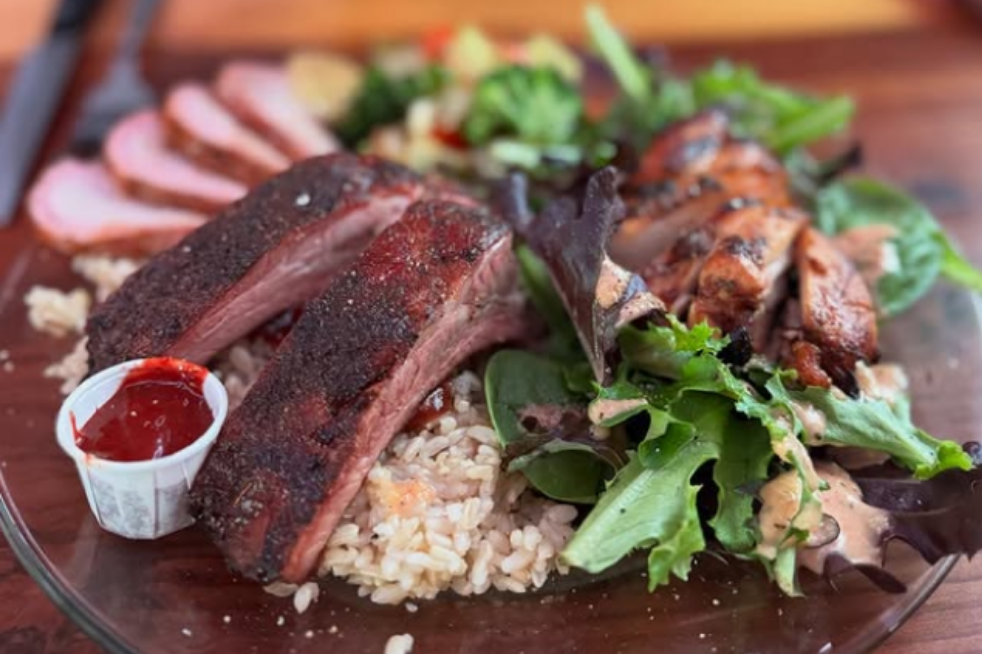 A delicious barbecue plate from Jaze Village Hut.