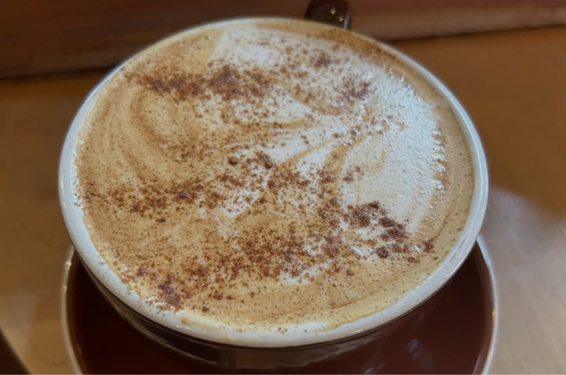 A foamy chai from Symposium Coffee, perfect for relaxing with.
