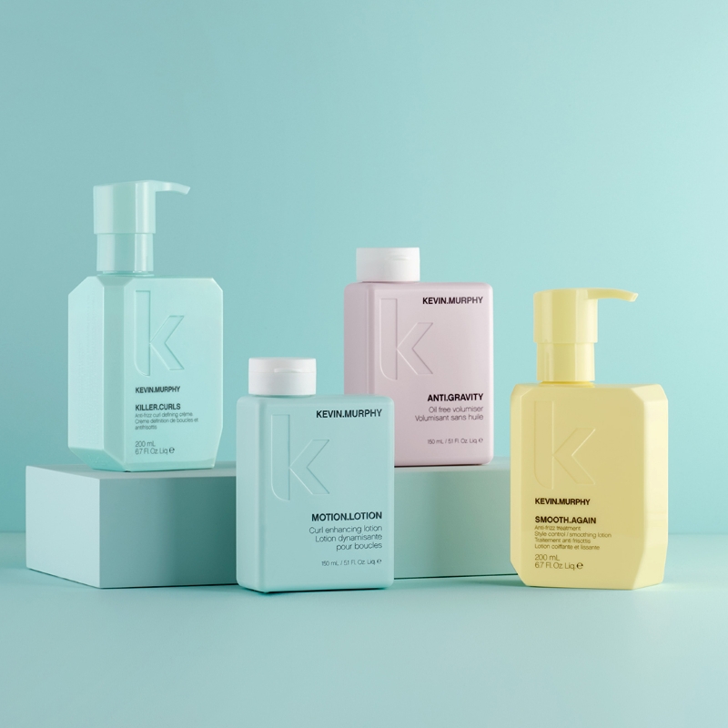 A mix of KEVIN-MURPHY hair lotions from their various product lines designed to support a range of hair needs.